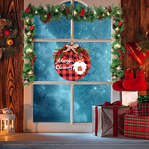 ETASOP Christmas Wreath - Buffalo xadrezas de natal de búfalo Decorações - Winter Wreaths Feliz sinal de natal para