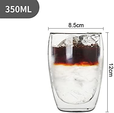 Dsfeoigy 350ml de parede dupla de vidro xícara transparente de chá de chá artesanal Copo mini uísque xícara de café expresso Copo