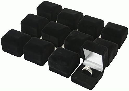 12 Black Flocked Ring Boxes Jewelry Displays