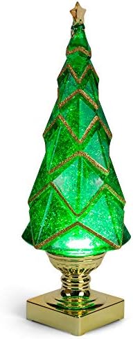 Roman 133391 led Swirl Green Tree com acabamento dourado, 13,5 polegadas, verde e ouro