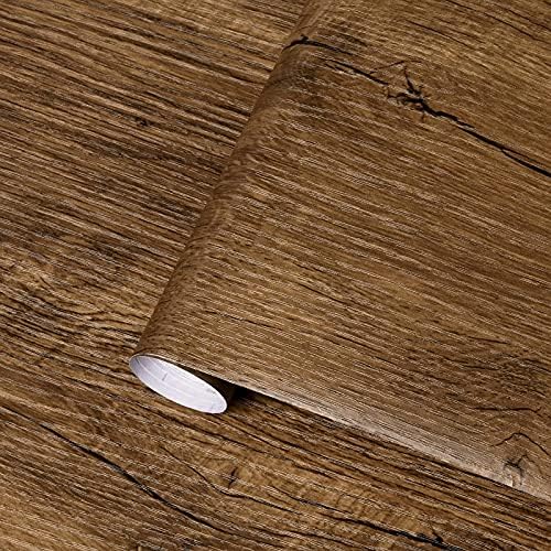 Caltero Wood Contact Paper 15.7’’ x 78.7’’ Peel and Stick Wood Wallpaper Wood Grain Contact Paper Brown Wood Wallpaper Distressed
