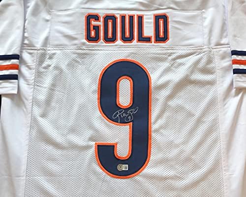 Robbie Gould assinou a camisa de futebol branca autografada Beckett Coa - Size XL - Chicago Bears Legendary Kicker