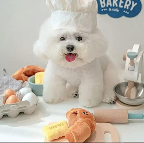 Manteiga croissant de pelúcia brinquedo para cachorro! Pastrina francesa em forma de cachorro chiados, mastigam brinquedos! Brinquedo