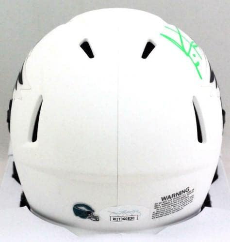 Cris Carter autografou as águias lunars Speed ​​Mini capacete -JSA W *verde - Mini capacetes da NFL autografados