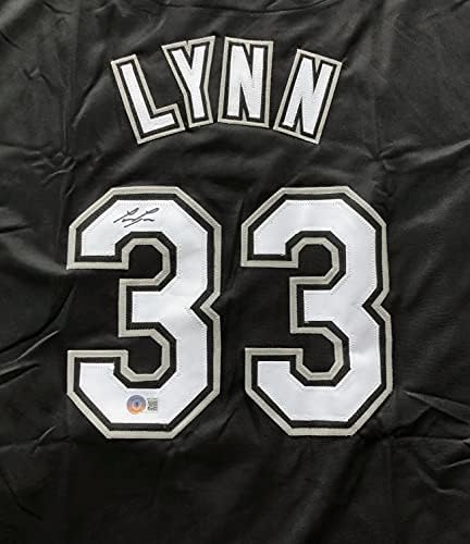 Lance Lynn assinou a camisa de beisebol preto autografada Beckett Coa - Tamanho XL - Chicago White Sox Pitcher