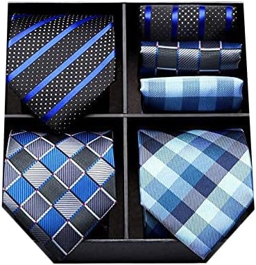 HISDERN Mens lanche a gravata extra longa e o conjunto quadrado de bolso de 63 polegadas xl tie pack collection box