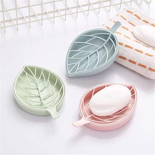 3 Sabão de cores, suporte de sabão em forma de folha com bandeja de drenagem, sabonete da moda para a cozinha do chuveiro