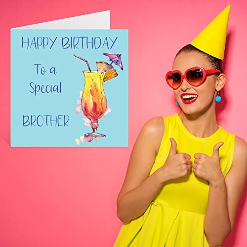 Cartões de aniversário de coquetel para homens - irmão especial - cartão de feliz aniversário da irmã irmã de 5,7 x 5,7 polegadas cartões, bebendo 18º 21º 30º 40º 50º 50º BDAY cartões