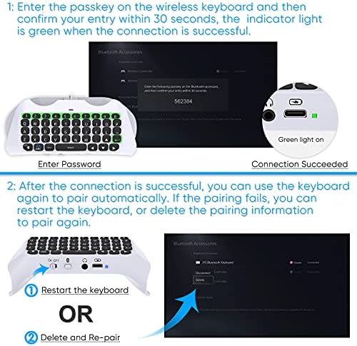 Teclado do controlador para PS5, Protable Bluetooth Keyboard Chatpad Mini Rechargable Handheld Controller Grip Teclado