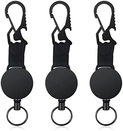 3 PCs Black Chans -chave retráteis, bobina de suporte de emblema pesada multifuncional com o abridor de garrafa de