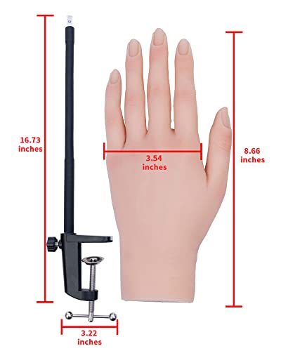 Prática de silicone Practice Hands para treinar unhas de acrílico Mão falsa com suporte de suporte de suporte de mão dobrável VEIKMV