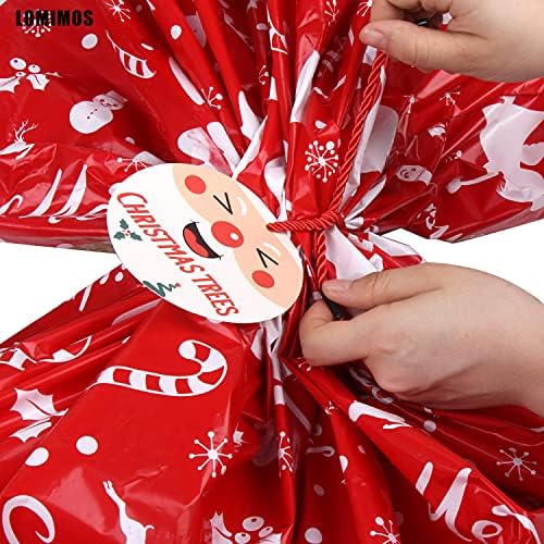 Lomimos enorme bolsa de presente de Natal Jumbo, 60 x 72 Bolsa de plástico com gravatas e tags para embalagem de embalagem