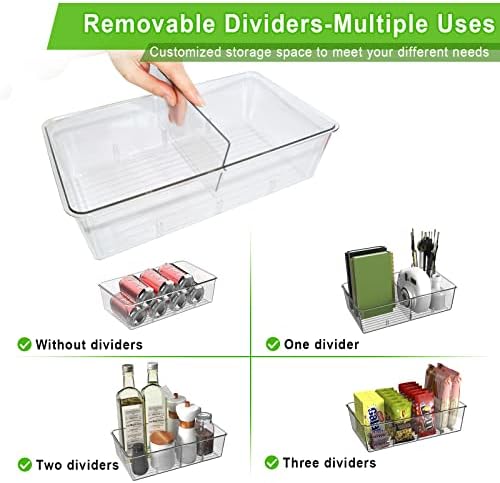 Bins de armazenamento de plástico transparente, perfeito para organização de cozinha ou armazenamento de despensa, caixas de plástico