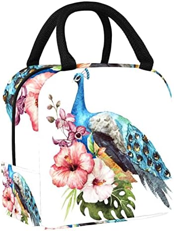 Guerrotkr lancheira Mulheres, lancheira para homens, lancheira feminina, Flor Peacock Animal Bird Padrão