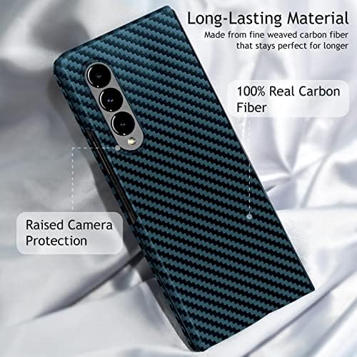 Kaisenkec Slim Case Compatível com Samsung Galaxy Z Fold 4, Tampa de fibra de carbono
