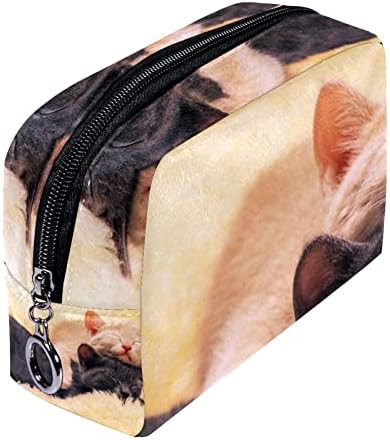 Saco de maquiagem pequena, organizador cosmético da bolsa com zíper para mulheres e meninas, gato de gato preto animal gato