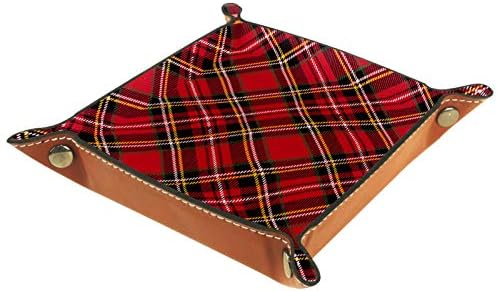 Lyetny Christmas Plaid Plaid Pattern Organizer Bandeja Caixa de armazenamento Bandejas de mesa de mesa Caddy Alterar a