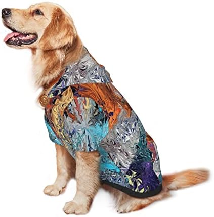 Capuz de cachorro grande abstrato pinting-tie-tie-dyeing roupas de roupas de estimação com chapéu de gato macio de