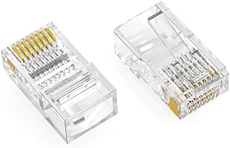 ACCL RJ45 CAT.5E UTP Feed através do plugue para sólido e encalhado 3-Prong 50 mícron 100pk, 5 pacote