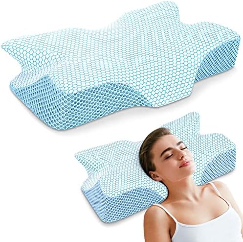 Almoço do pescoço cervical anvo para dor no pescoço e ombro - almofadas de espuma de memória para alívio da dor dormindo, travesseiro