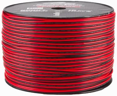 Audiopipe 1000 'pés 16 ga bitola vermelha preta 2 condutora coaxa de arame de arame de arame cabo de áudio