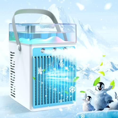 Air condicionado portátil, 4 polegadas de 4 polegador de ar refrigerador de ar recarregável mini umidificador de resfriador