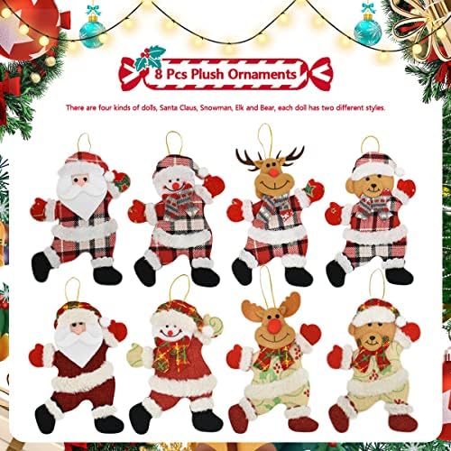 Pacote de ornamentos pendurados no Natal de 8 Pack para a árvore de Natal Papai Noel/boneco de neve/ornamentos de