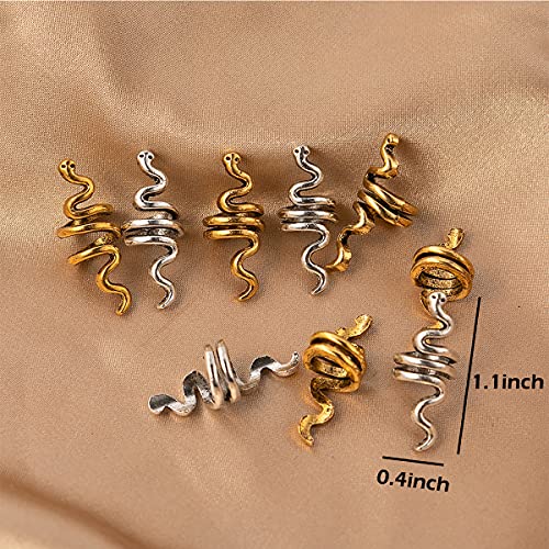 14 PCs Snake Braids bobina localização de jóias para cabelos acessórios de cabelo espiral dreadlock anéis viking jóias clipes