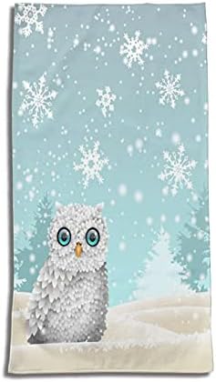 B Árvore Feliz Natal Coruja Inverno Holiday Snowflake altamente absorvente Decorativa Toalha multiuso para o banheiro Hotel Gym Spa Toalhas de ponta macia
