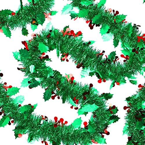Dilunave 40 pés Tinsel Garland Tree de Natal Ornamento Metálico Twist Garland Hanging Wreath para Decorações de Decorações