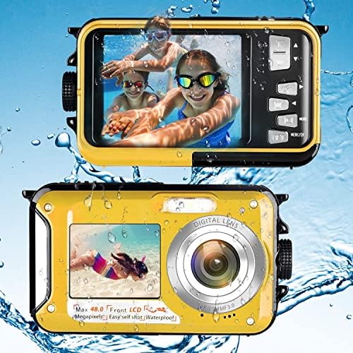 Câmera à prova d'água, câmera subaquática de 2,7k HD, câmera impermeável digital com 48 megapixels 16x Zoom digital, câmera
