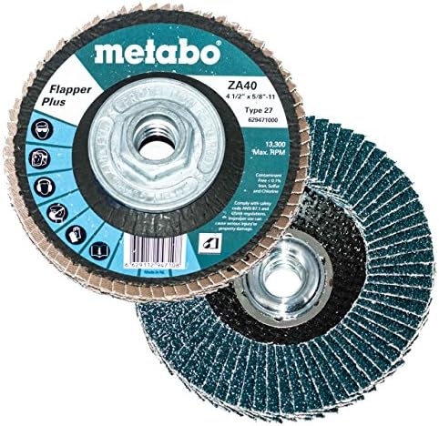 Metabo 629477000 7 x 5/8 - 11 Flapper Plus Abrasives Flap Discs 40 Grit, 5 pacote