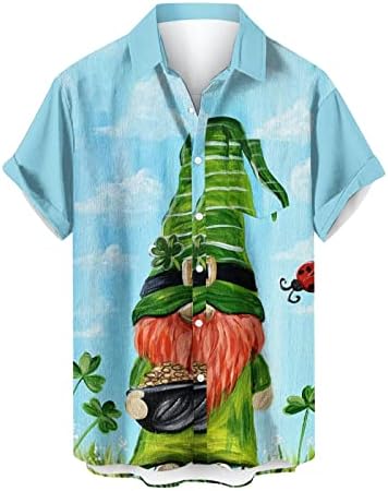 Mens Button Down camisa de manga curta Irish St Patricks Holiday Beach Tops Green Hawaiian Shirts Camise