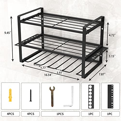 Organizador da ferramenta elétrica de Kalinco, montagem de parede do organizador da ferramenta, organizador de ferramentas de garagem e rack de armazenamento, rack de ferramentas de metal pesado, montagem na parede da prateleira, rack de armazenamento de utilidade sem fio