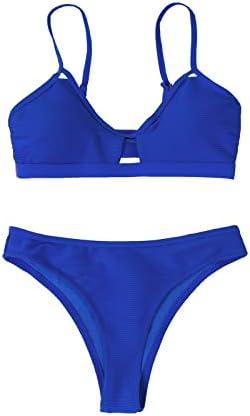 Cupshe Bikini Set para mulheres maiôs de maiô no intervalo de cintura de altura de altas tiras de espaguete de corte atrevido