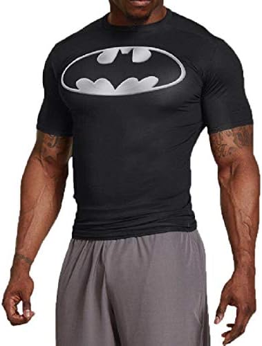 Gym Gala Men's Short Sleeve Super Hero Casual e Sports Tirise Compressão de camisa