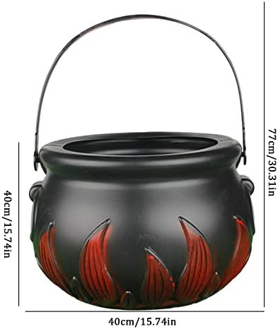 Jtwmy Halloween Witch Cauldron Handheld Barrel Plástico Black Cauldron Balloween Candy Buckets Pot Docers com maçane