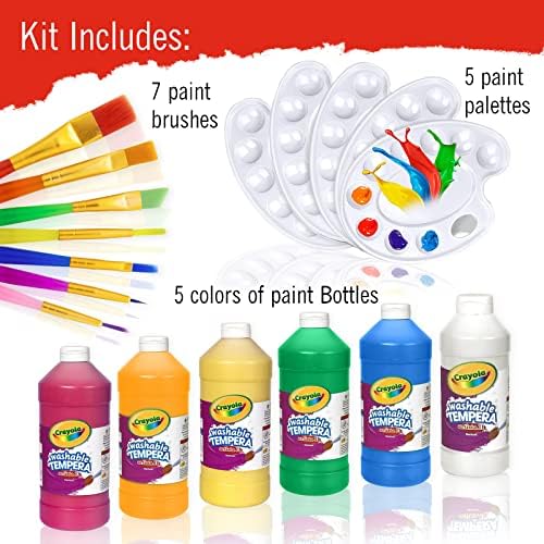 Tinta lavável para crianças, 6 cores Conjunto de tintas para crianças - garrafas de tinta lavável de 16 onças, 7 conjuntos