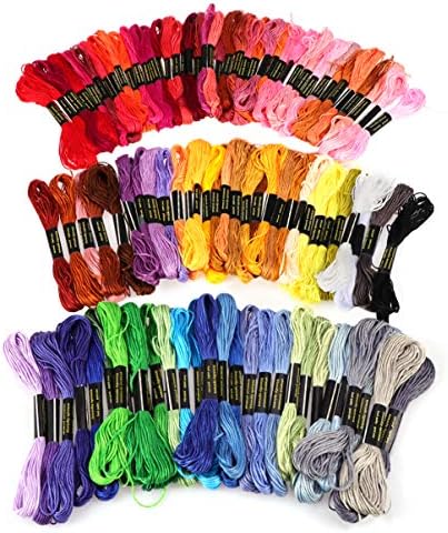 Amofun Thread String 100 Cores Floss cruzado Bracelet Bracelet String Floss Floss Floss para ferramentas de artesanato DIY e suprimentos bordados brancos