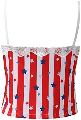 4 de julho Tops de colheita para mulheres Casual Casual Sexy Camis Cami Camis Camis Camis Camises de Flag STARS Camisetas listradas