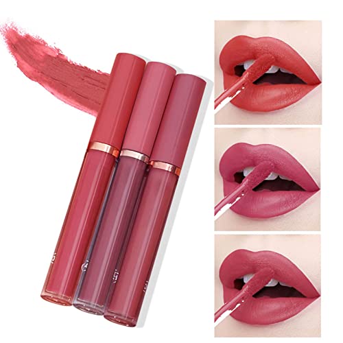 Xiahium Lip Bumper Gloss Mattes Glazes Lipstick Conjunto de batom sem bastão Lipstick Lustra Lábios duráveis ​​à