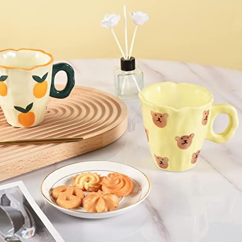 Koythin Ceramic Coffee Caneca, copo de café irregular de novidade pintado à mão para escritório e casa, lava-louças e cofre de microondas, 10 oz/300 ml para leite com leite de café com leite
