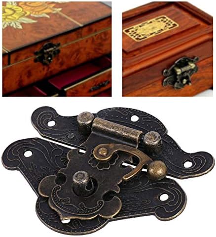 3pcs retro trava vintage hasp bloco de trave de peito para móveis gabinete de jóias de caixa de madeira, com parafusos