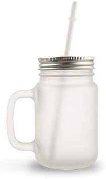 Mason em branco sublimação canecas de jarra de vidro fosco 430 ml com alças de vidro e palha de bebida time transferência de