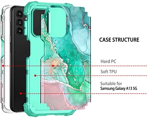 Rancase para a caixa Galaxy A13 5G, proteção de plástico rígida de trutas para choque pesado de três camadas +caixa de proteção de