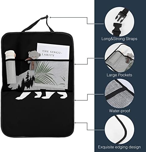 Bear Mountain Car Back Protector de kick tapetes Organizador Proteção à prova d'água com bolsos de armazenamento 1pc