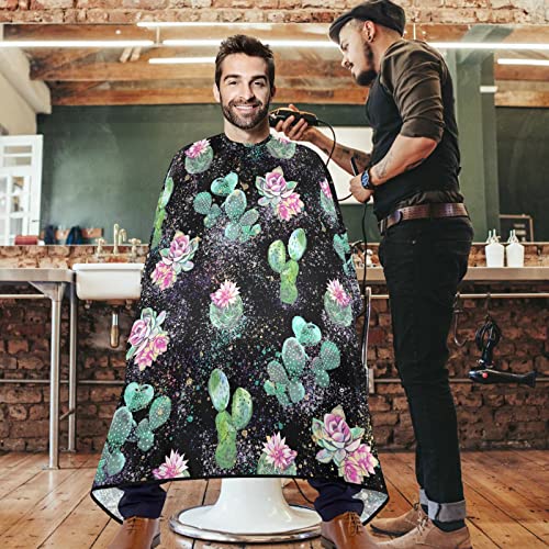 VISESUNNY elegante barbeiro de barbeiro cacto cactus flor poliéster corte de cabelo salão de salão de salão de abron a avental antiestático cor de cabelo resistente a água resistente a água