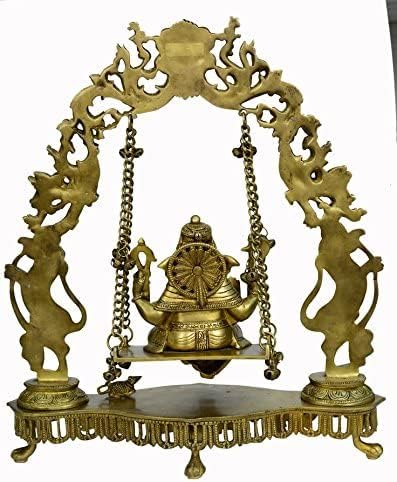 Bharat Haat Brass Metal exclusivo Brass Big em tamanho Ganesh Jula Big Fine Finishing Escultura Trabalho BH00795