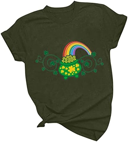 Camiseta da blusa para meninas verão outono 2023 Roupas Trendy Cotton Crewneck Graphic St. Patrick Day Top yo yo yo