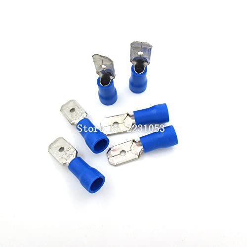 100pcs 50 par FDFD2-25050 MDD2-25050 16-14AWG Azul Isolado Spade Crimp Wire Conector Terminal Male/Fêmea Kit